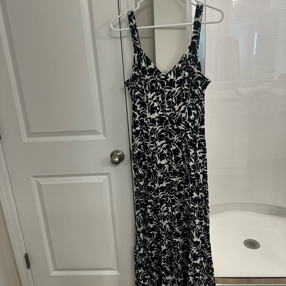 J. Crew Black and White Floral Maxi Dress